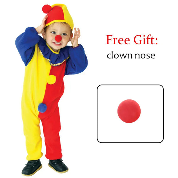 Naughty Haunted House Kids Child Clown Costume for Baby Girls Boys Toddler Halloween Purim - XS (2-3T)