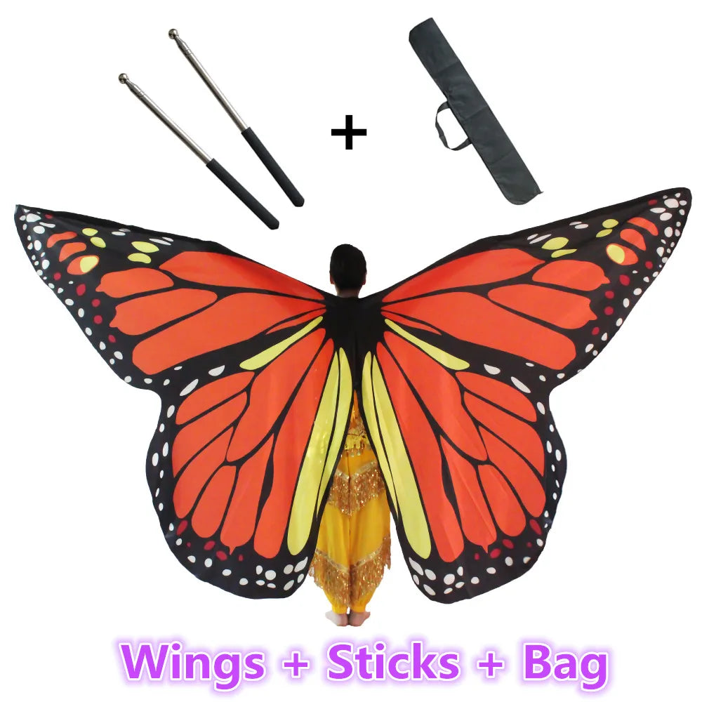 Belly Dance Butterfly Wings Kids Performance Stage Wear Women Dancer Clothes Adult