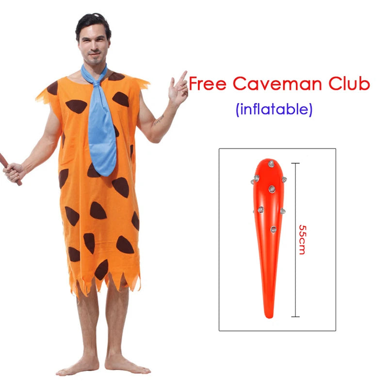 Umorden Adult Man Primitive Savages Caveman Costume for Men Stone Age Fred Flintstone - M(height 175-185cm)