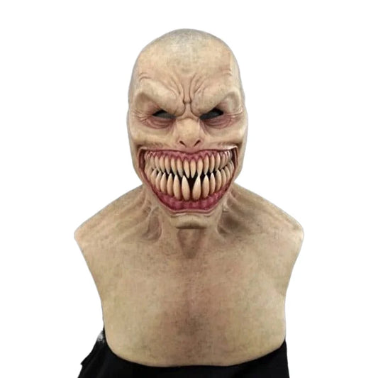 Horror Clown Mask Costume Creepy Monster Big Mouth Teeth Chompers Latex Masks Halloween - short