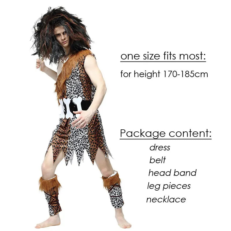 Adult Halloween Cosplay Costumes Indian Primitive Macho Caveman Costume for Men Women Purim Party Mardi Gras - product image 13