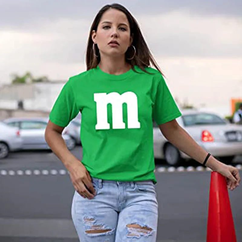Women's Letter M T-Shirt Funny Cool Graphic T-Shirt Tee Idea Shirts Ropa Costume - alternate view 5