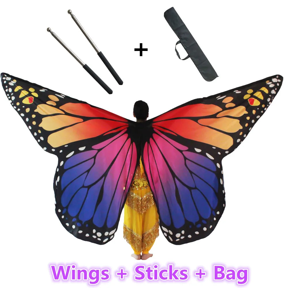 Belly Dance Butterfly Wings Kids Performance Stage Wear Women Dancer Clothes Adult