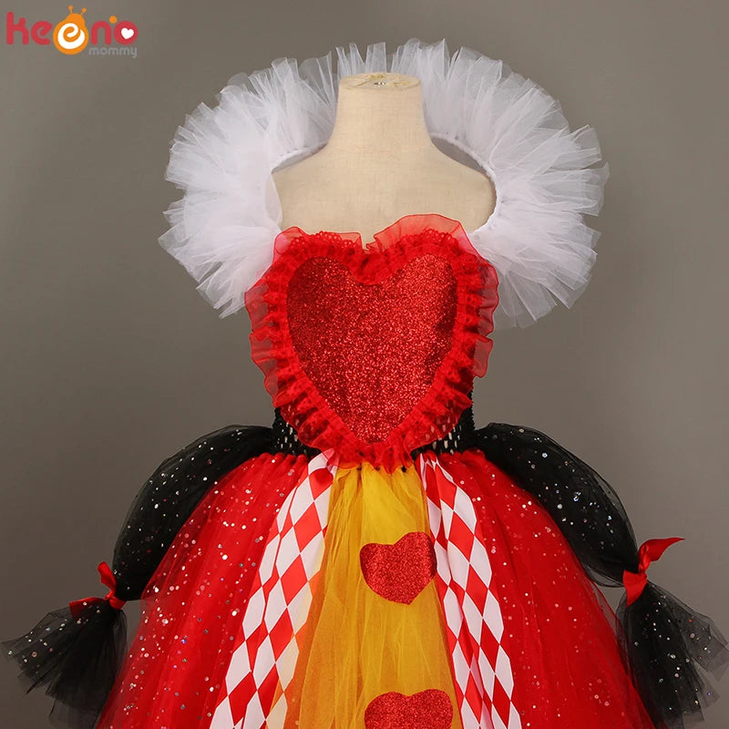 Girls Red Queen Wonderland Halloween Tutu Costume