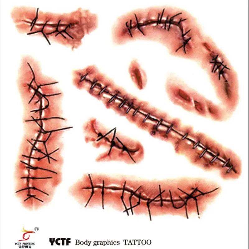 Halloween Zombie Scars Tattoos stickers With Fake Scab Blood Special Fx Costume Makeup Halloween Decoration - product image 4