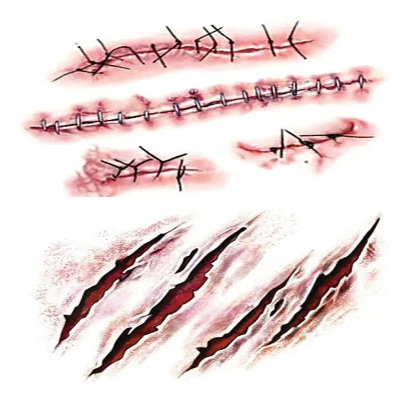 Halloween Zombie Scars Tattoos stickers With Fake Scab Blood Special Fx Costume Makeup Halloween Decoration - product image 5
