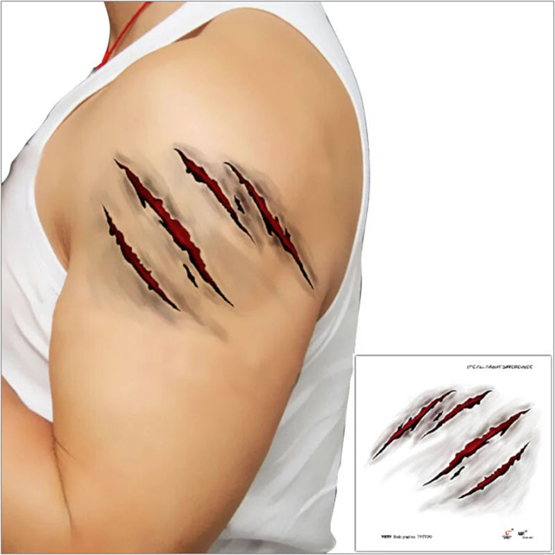 Halloween Zombie Scars Tattoos stickers With Fake Scab Blood Special Fx Costume Makeup Halloween Decoration - product image 1