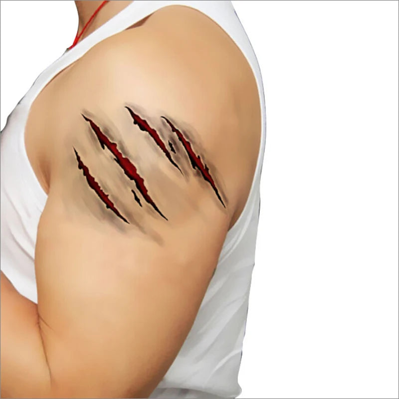 Halloween Zombie Scars Tattoos stickers With Fake Scab Blood Special Fx Costume Makeup Halloween Decoration - product image 2