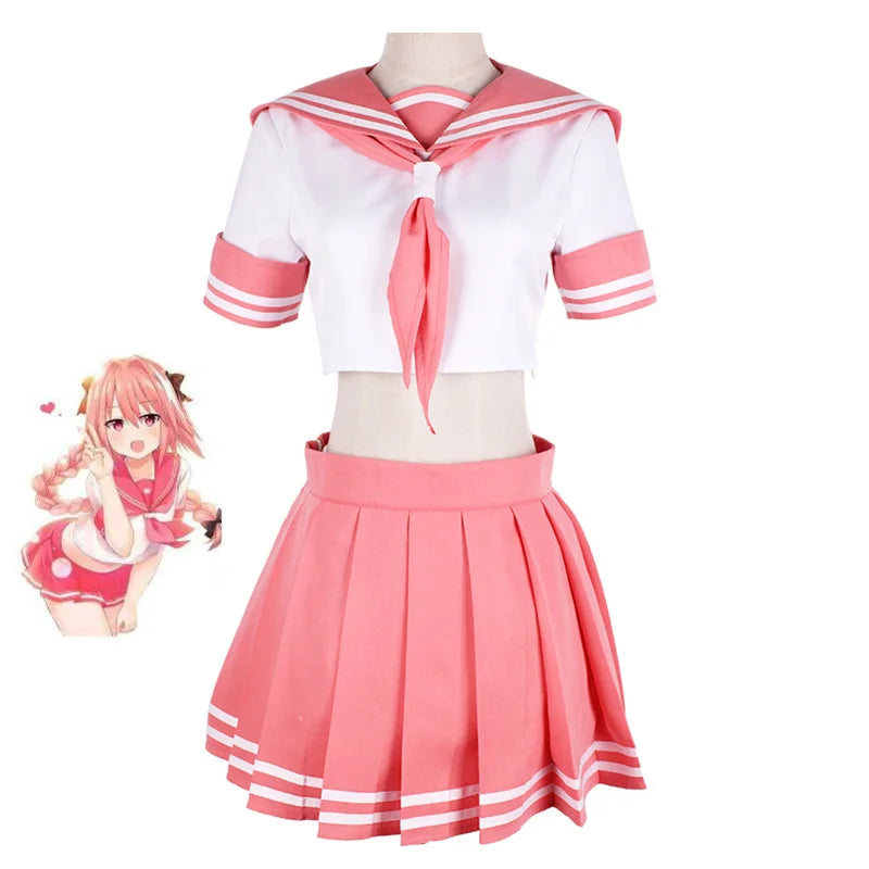 SBluuCosplay Fate Apocrypha Astolfo Costume Men Women JK School Uniform Sailor Suit - Costume / Custom Made