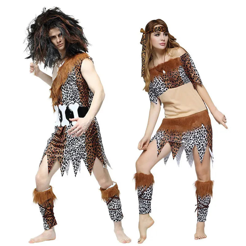 Adult Halloween Cosplay Costumes Indian Primitive Macho Caveman Costume for Men Women Purim Party Mardi Gras - product image 5