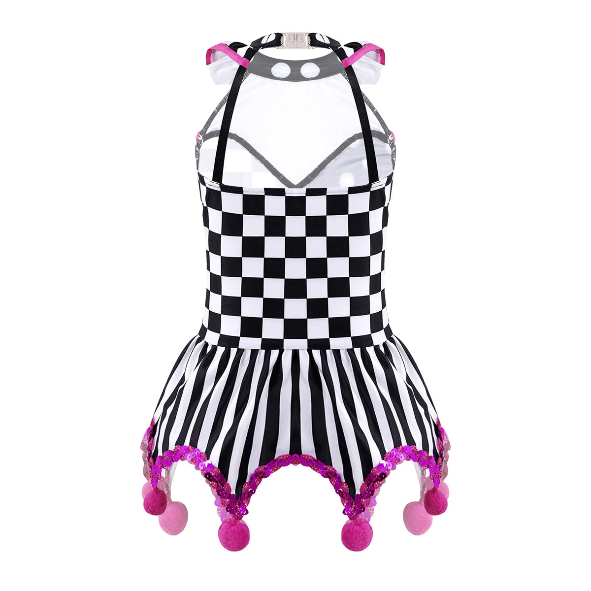 Kids' Clown Evil Jester Twisted Circus Ruffles Halter Tutu Halloween - product image 2