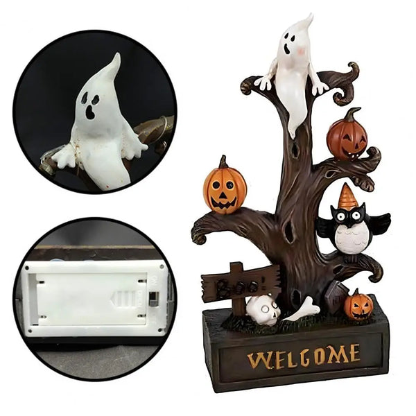 NNEOBA Halloween Pumpkin Ghost Tree LED Light Statue