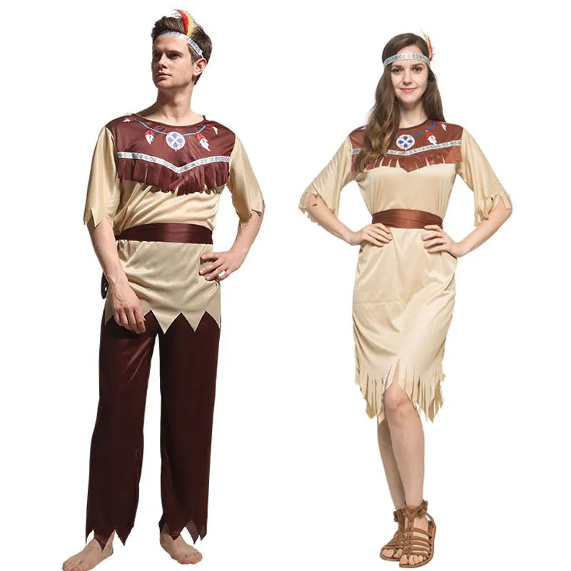 Adult Halloween Cosplay Costumes Indian Primitive Macho Caveman Costume for Men Women Purim Party Mardi Gras - product image 2