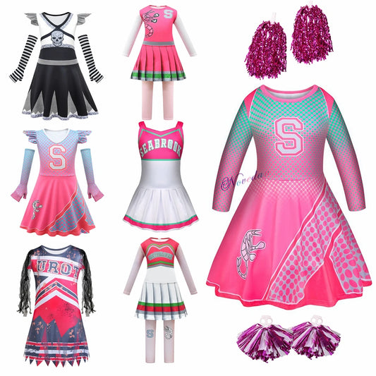 Girls Carnival Halloween Cheerleader Costume Cosplay Kids Zombie Addison Outfit Cheer Uniform Costume Clothes - product image 1