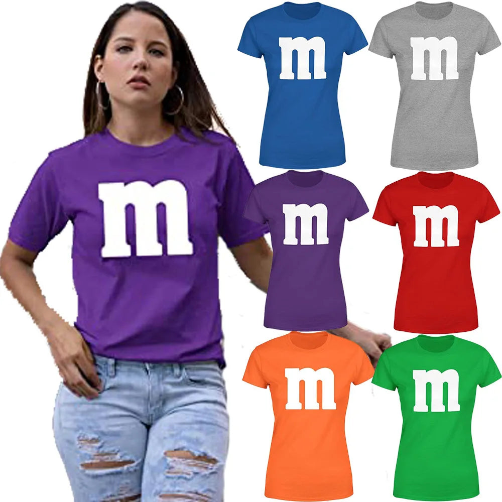 Women's Letter M T-Shirt Funny Cool Graphic T-Shirt Tee Idea Shirts Ropa Costume