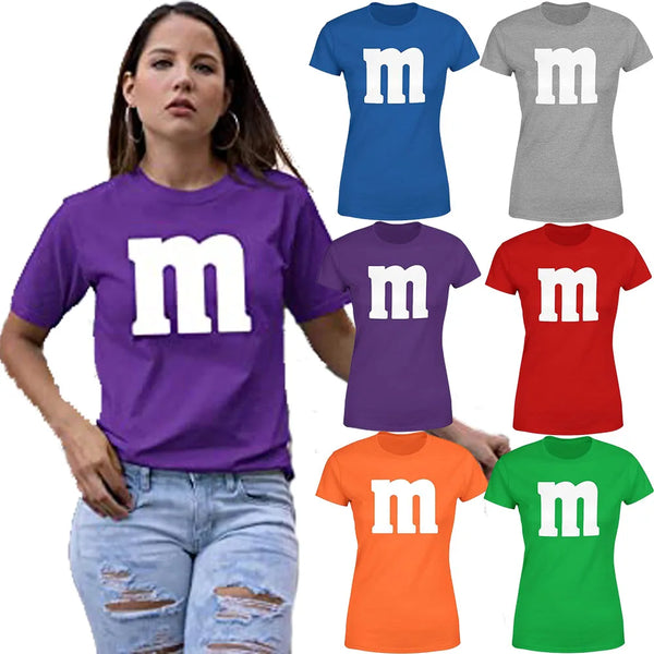 Women's Letter M T-Shirt Funny Cool Graphic T-Shirt Tee Idea Shirts Ropa Costume