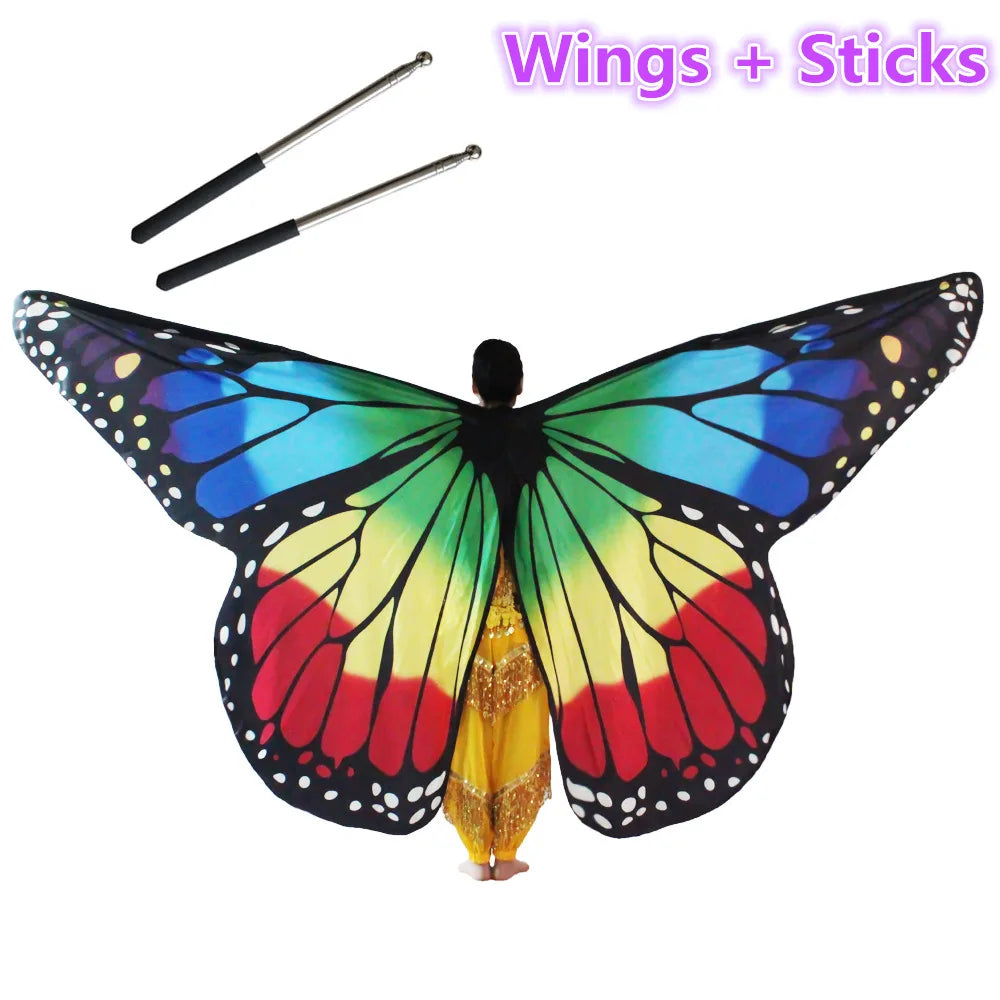 Belly Dance Butterfly Wings Kids Performance Stage Wear Women Dancer Clothes Adult