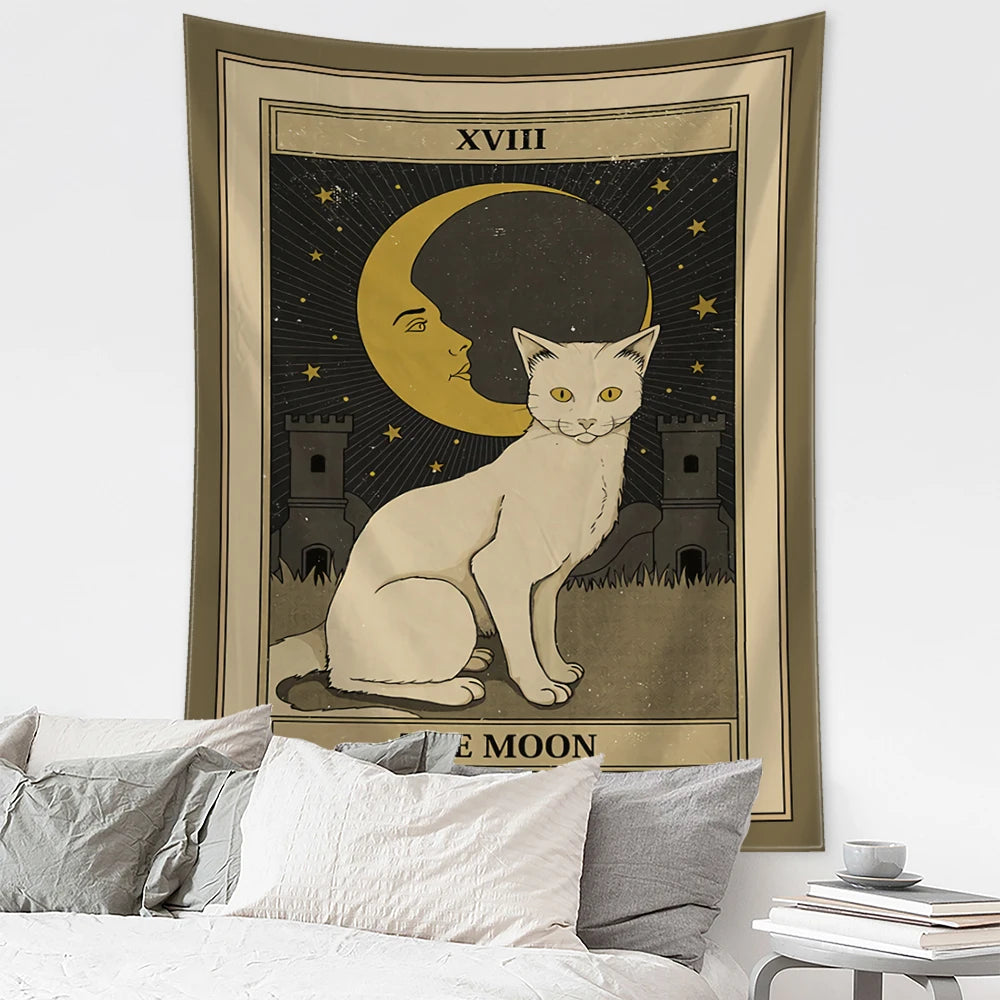 Mystical Cat Tarot Witchcraft Tapestry