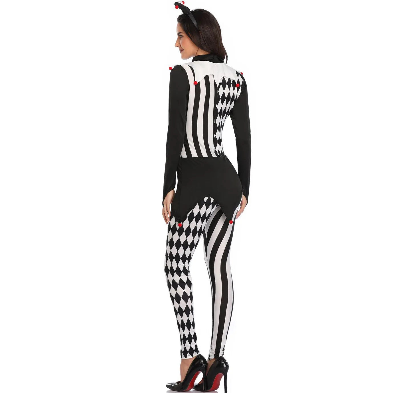 Women Killer Clown Costume Adult Costume Terror Clown Jumpsuits Halloween Scary White - View 6