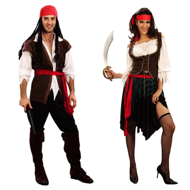 Umorden Halloween Captain Pirate Costumes Adult Costume for Women Men Couples - women / One Size Fits Most