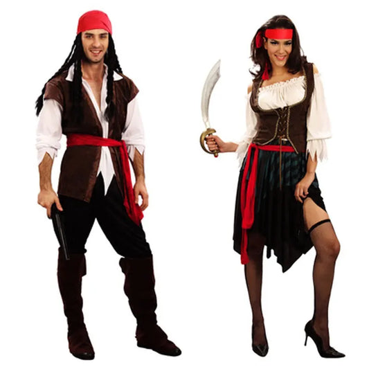 Umorden Halloween Captain Pirate Costumes Adult Costume for Women Men Couples - women / One Size Fits Most