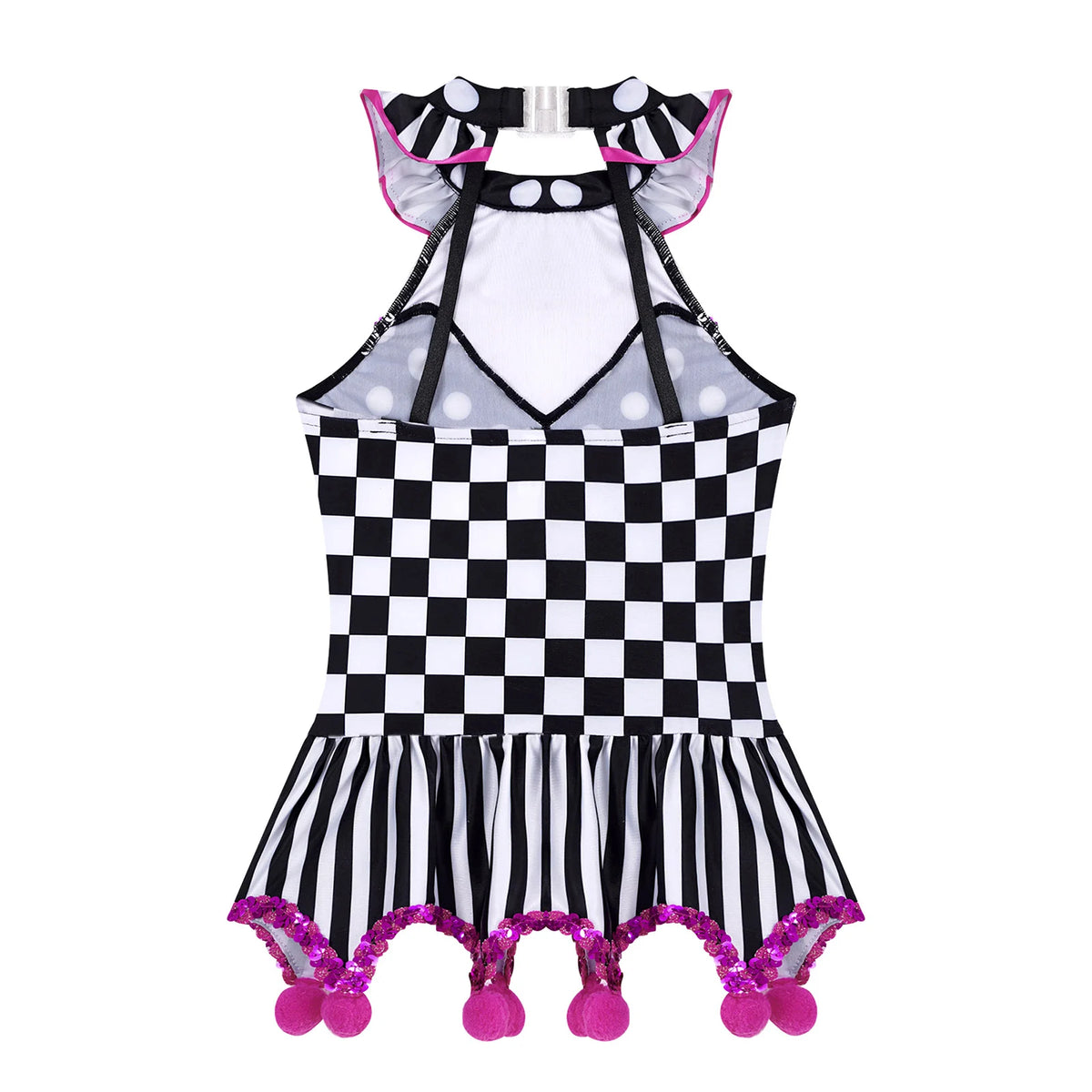 Kids' Clown Evil Jester Twisted Circus Ruffles Halter Tutu Halloween - product image 4