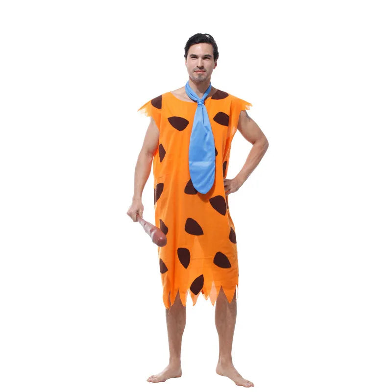 Umorden Adult Man Primitive Savages Caveman Costume for Men Stone Age Fred Flintstone - View 3