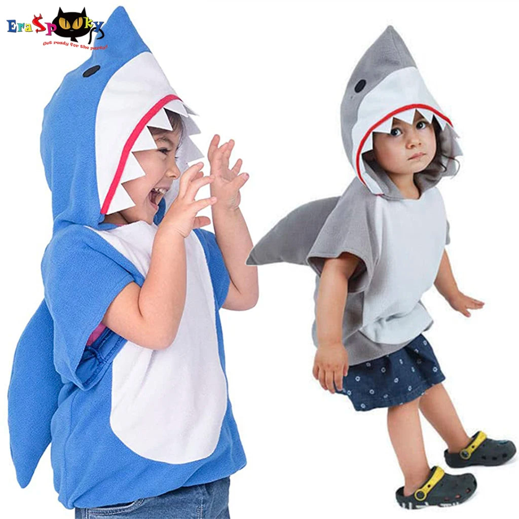 Eraspooky 1-6T Gray Shark Cosplay Hoodie Halloween Costume For Boy Toddler Christmas Fancy Dress Girl Sharks Candy Bag