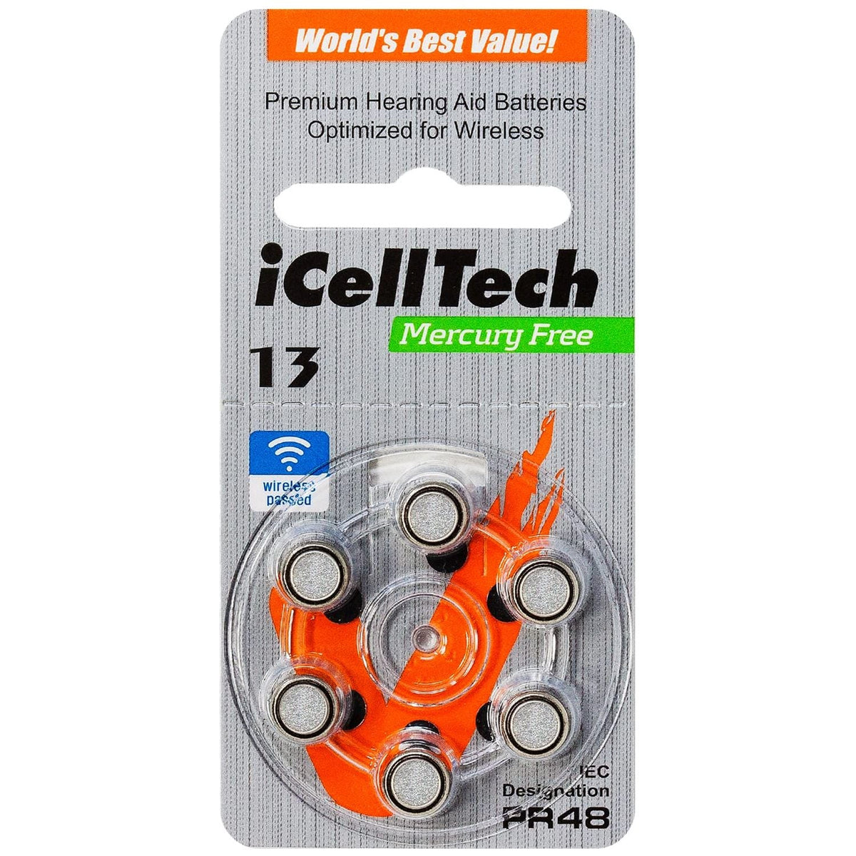 Hearing Aid Batteries (Box of 60 Batteries)