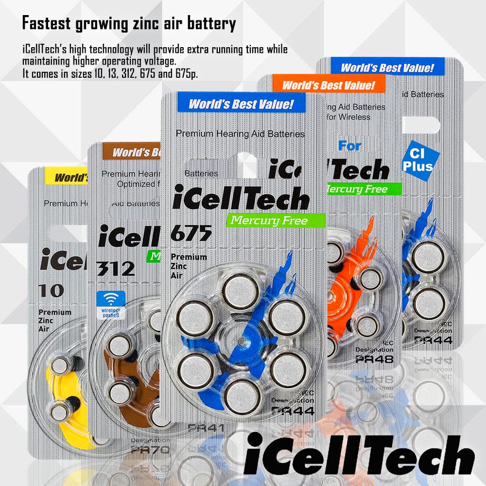 Hearing Aid Batteries (Box of 60 Batteries)