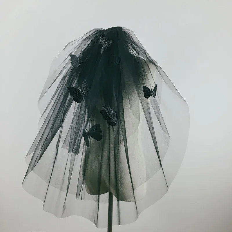Gothic Black Veil for Halloween, Bride Taking Pictures, Bridal Catwalk, Retro - product image 1