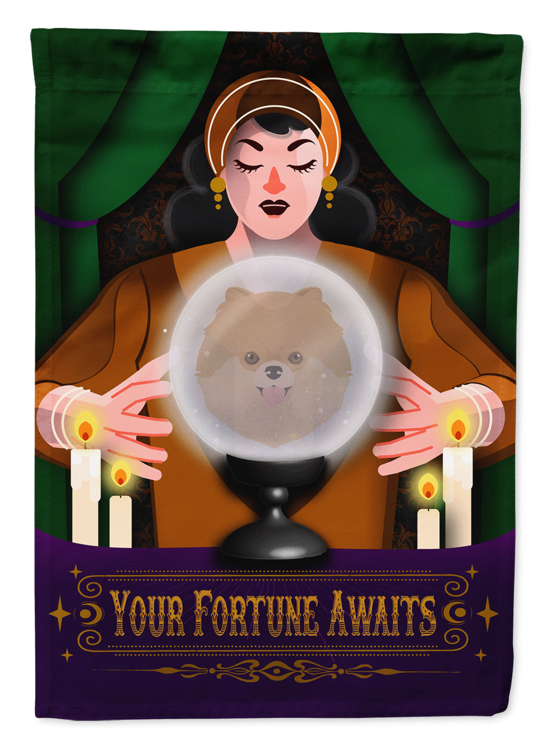 Pomeranian Halloween Garden Flag