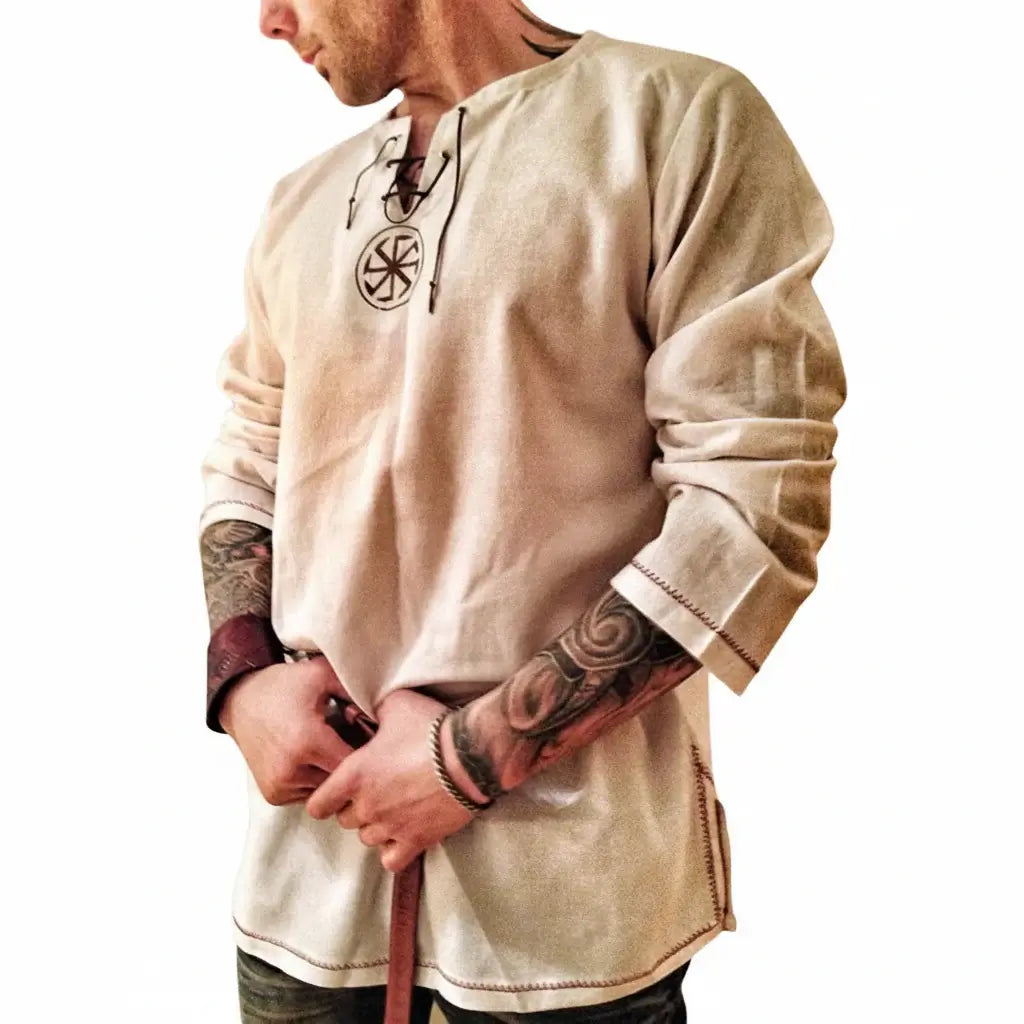 Medieval Knight Tunic Shirt Men Viking Pirate Costume Renaissance Faire Halloween Top-2