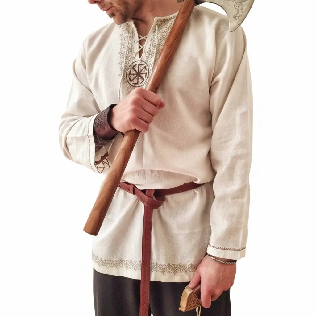 Medieval Knight Tunic Shirt Men Viking Pirate Costume Renaissance Faire Halloween Top-3