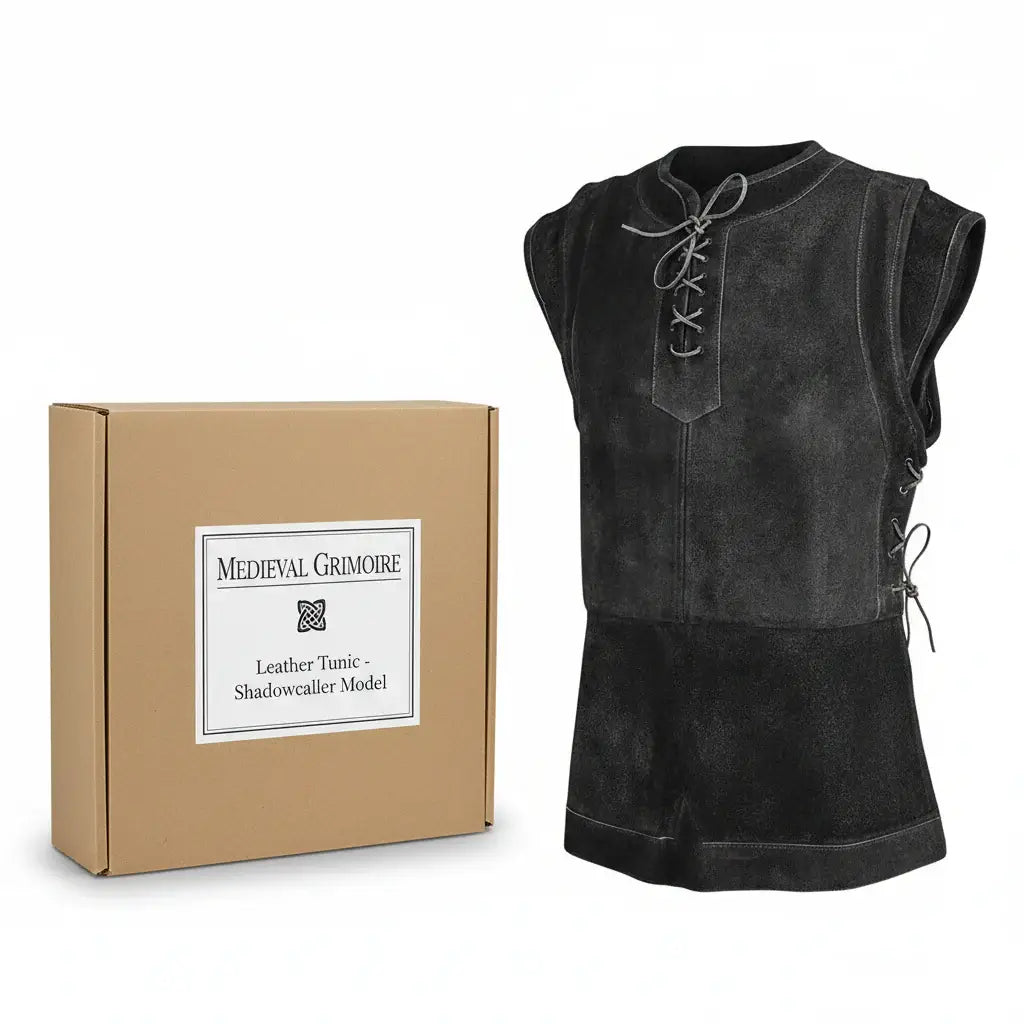 Men's Medieval Punk Vest Viking Archer Cosplay Chest Armor Suede LARP Halloween Costume-4