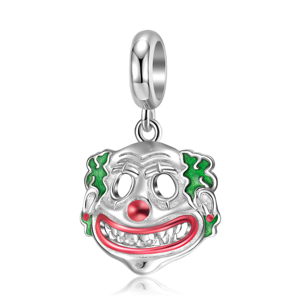 S925 Sterling Silver Clown Dangle Charm Gothic
