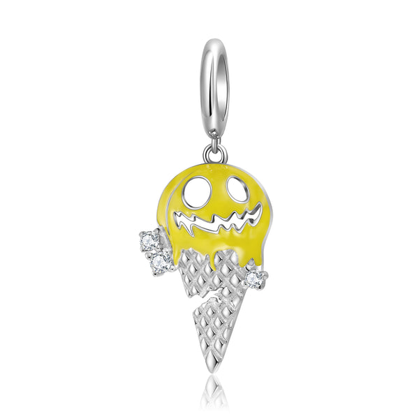 S925 Sterling Silver Pumpkin Ice Cream Dangle Charm