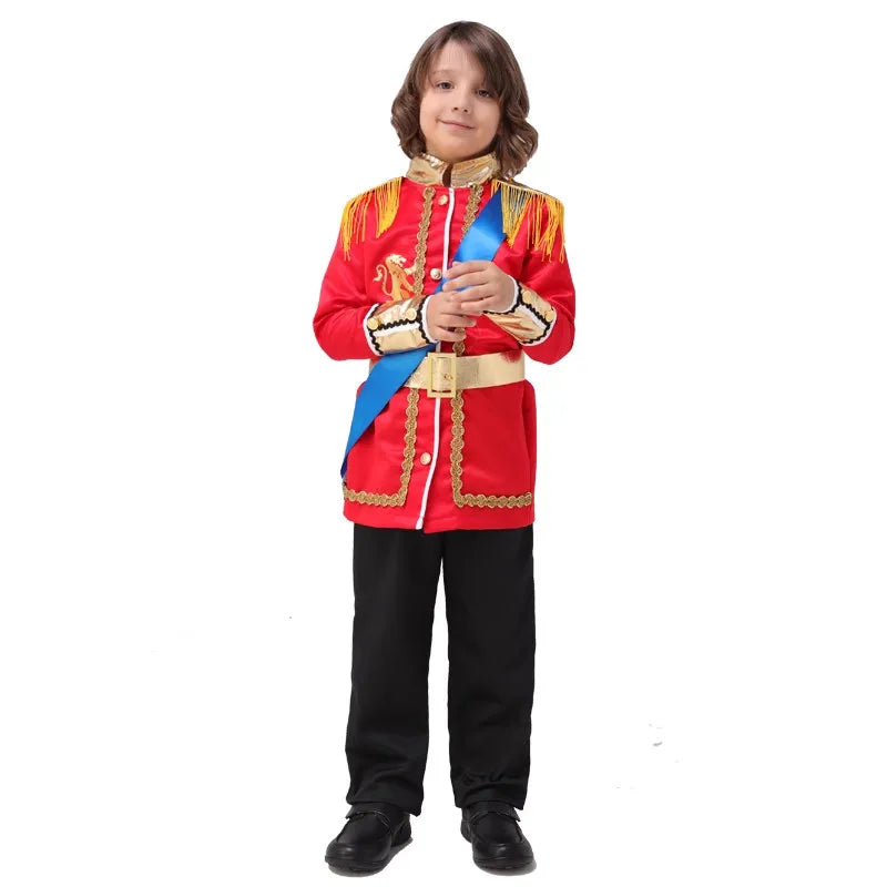 Red Royal Prince King Costumes for Boys Halloween Knight Warrior Costume for Kids - Red / L
