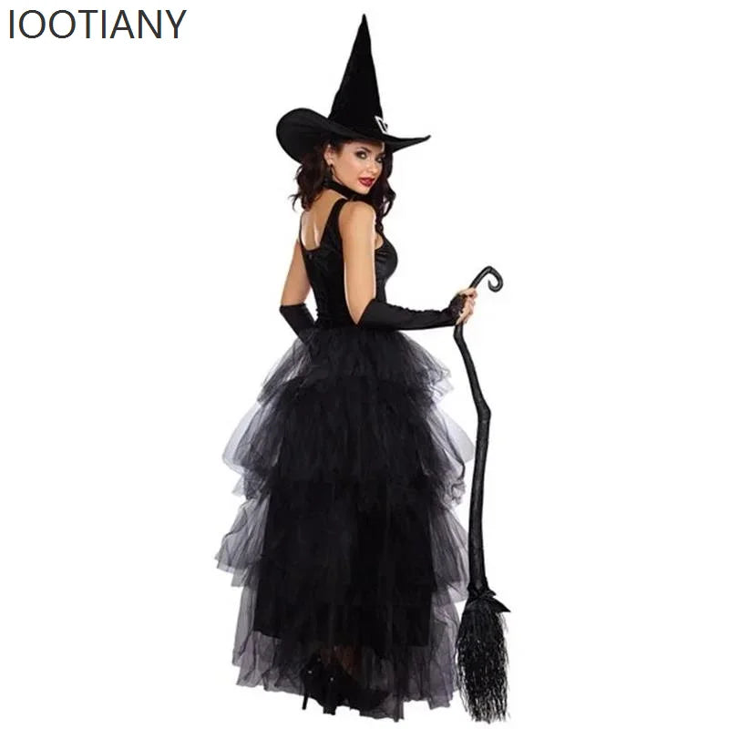 Halloween Adult Women's Gothic Black Witch Dress Costume Holiday Party Wizard Nightclub Masquerade Cosplay - product image 4