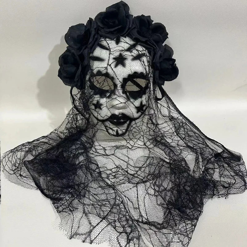 Halloween Ghost Bride Cosplay Mask Black Lace Veil Mexican Day Carnival Masks - product image 1