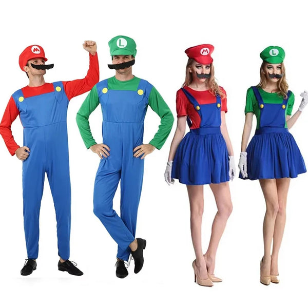 Mario & Luigi-Inspired Adult Plumber Cosplay Costume Set - Women Yellow XL