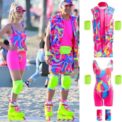 80s Workout Costume for Halloween Costume 80s 90s Workout Outfit for Adult Men's Include - barbie / XL