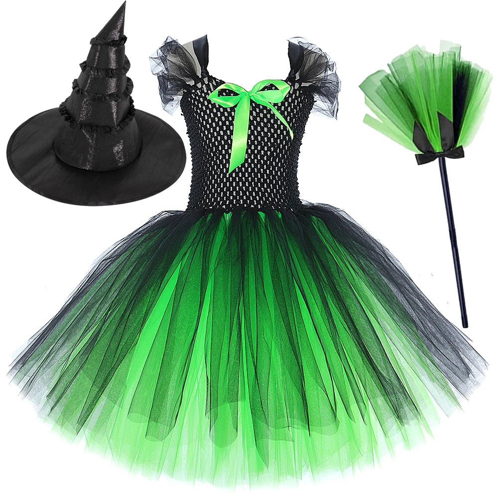 Green Black Witch Green Witch Queen Costumes for Girls Halloween Fancy - product image 6