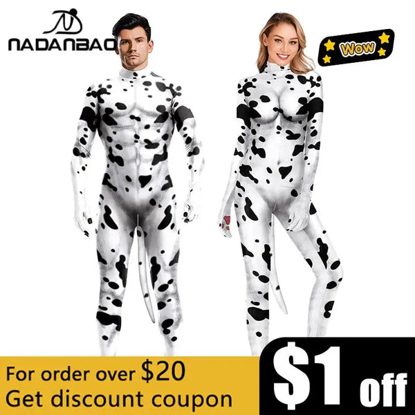 Nadanbao Adult Animal Costume - Dalmatian & Cow Print Catsuit Designs