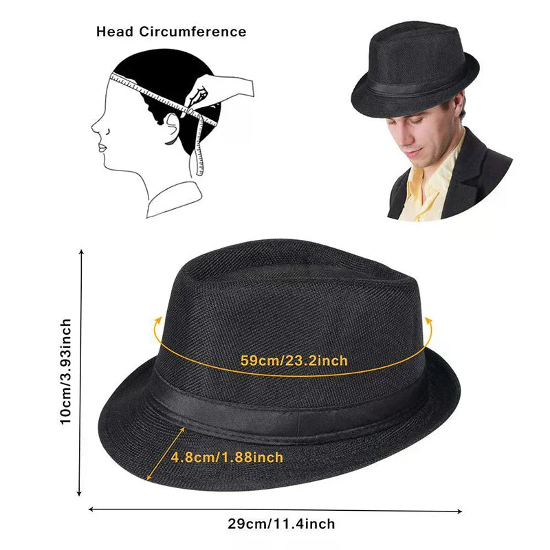 Halloween 1Set 1920's Costume Hat Pocket Watch Neck Tie Moustache Bowtie Gatsby - L