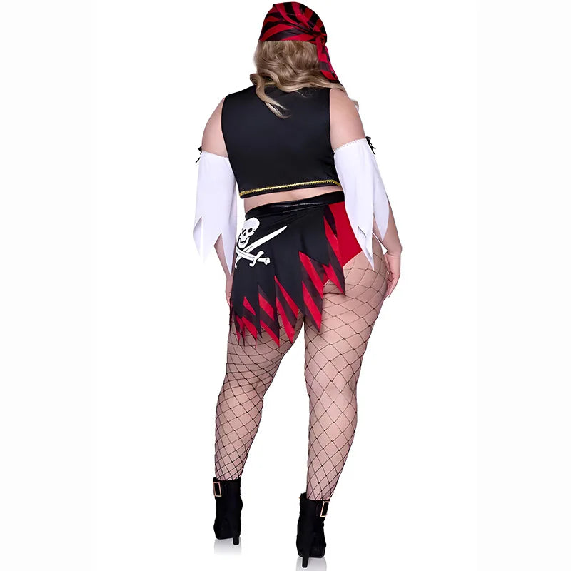Women's Pirate Costume – Red Crop Top, Shorts & Accessories