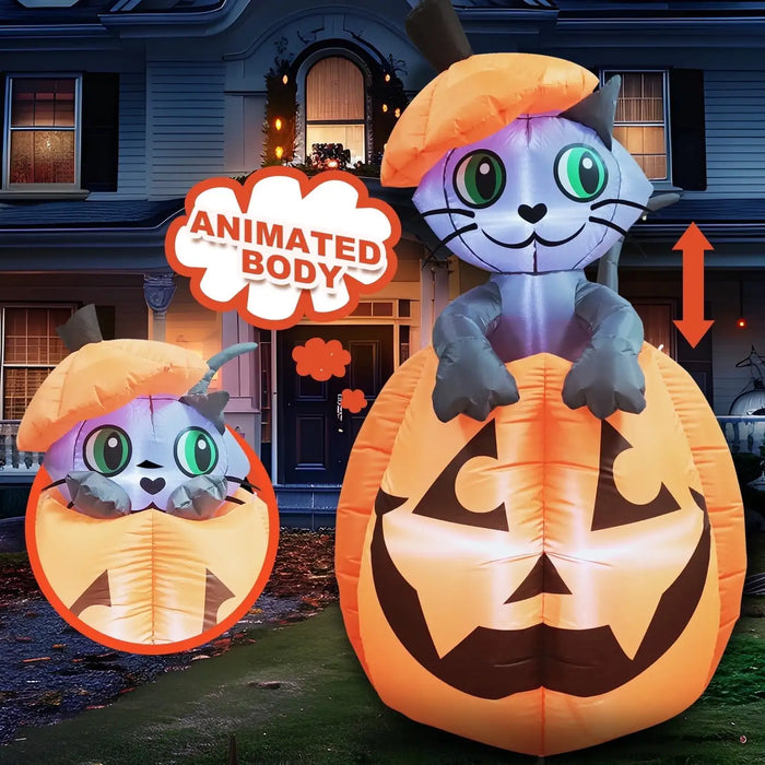 Pumpkin Cat Animatronic Decoration - Inflatable - Halloween Decoration