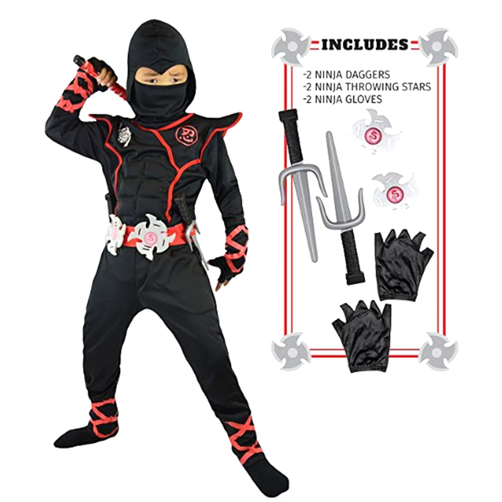 Girls' Boys' Ninja Cosplay Costume Halloween Carnival For Kids - view 6
