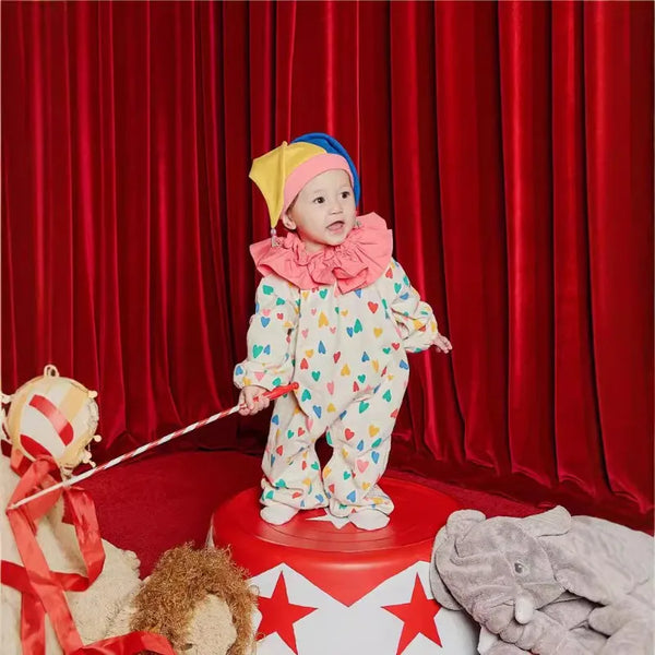 Baby Circus Clown Costume Halloween Bodysuit Colorful Heart Print Cartoon Cute Onesie - bodysuit / 26 in