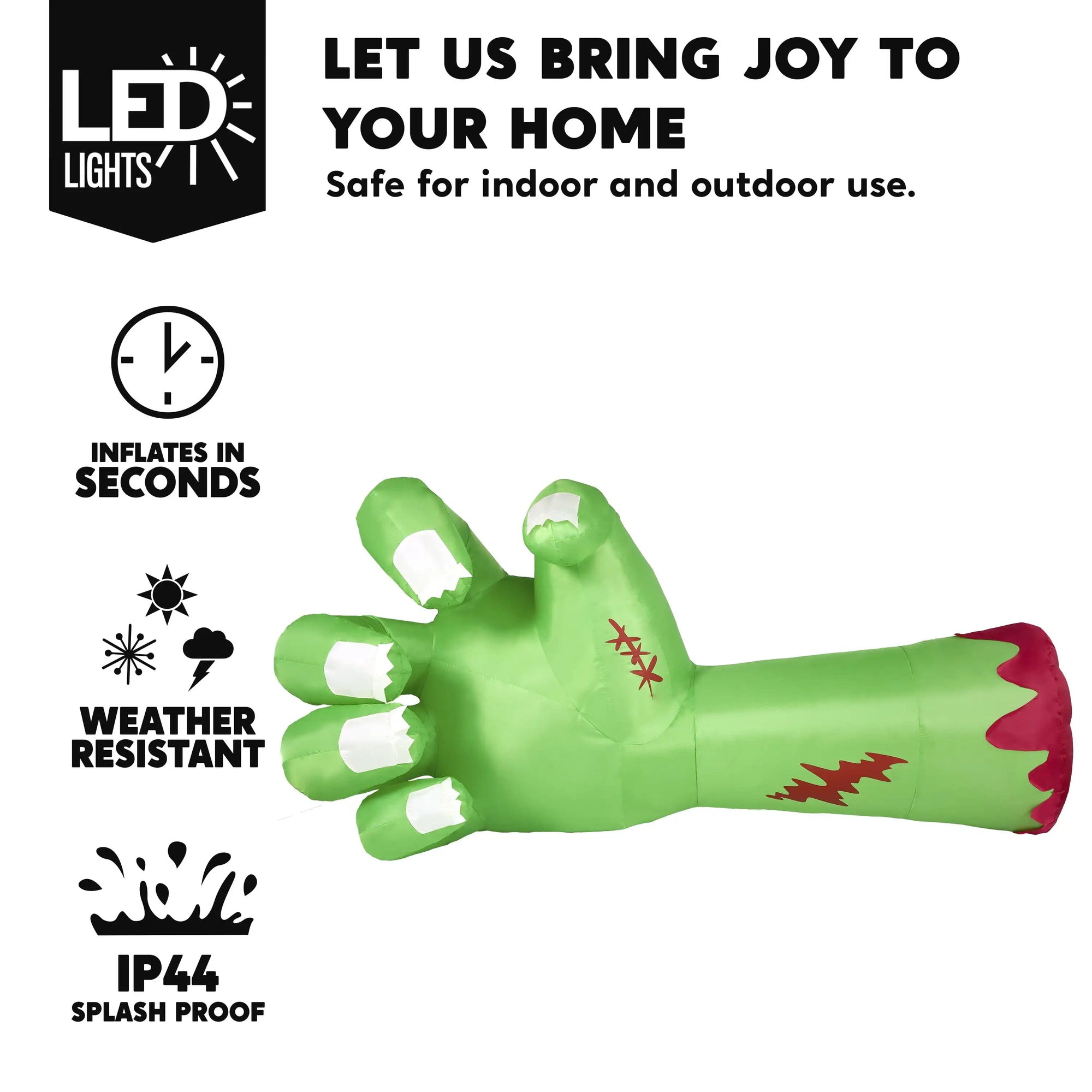 9 Ft Giant Zombie Arm Halloween Inflatable – Lighted Outdoor Yard Decoration